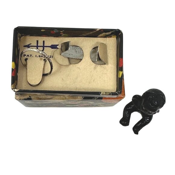 Uncas Toy Ring Complete Set Cat Box Black Baby Doll Patent 1643421 Vintage USA - Picture 9 of 16